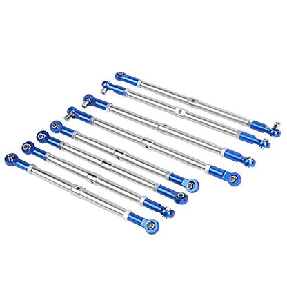 8PCS Metal Adjustable Tie Link Rod, Blue Silver Aluminum RC Car Parts for 1/10 2.0 5319X 5338R