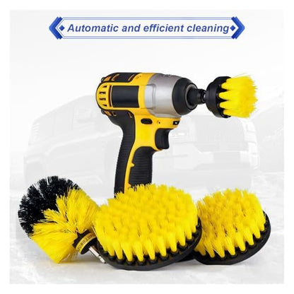 ZIMISI 4PCS Drill Brush Attachment Set, Mult-Purpose Car Wash Brush, Rotary Detailing Brush Set, Car Carpet Cleaner Brushes for Wheel, Grout, Shower, Bathroom, Floor (Yellow)