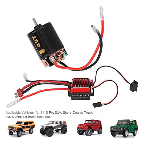 RC ESC Kit, High Torque 540 Brushed Motor 360A Current Handling with T Plug for 1/10 Scale RC Car Racing Off-Road Hobbyists Beginners - size: 45T