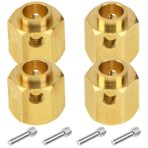 4Pcs Vgoohobby Brass 12mm Hex Hubs Adapter Extension Combiner Counterweight Compatible with Traxxas TRX-4 RC4WD D90 Redcat Gen7 RC 1/10 Crawler Car (10mm Thickness) - size: 10mm Thickness