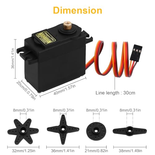 6PCS MG995 55g Servo RC Servos Digital High Speed Torque Servo Motor Metal Gear Servo Waterproof for Futaba JR RC Car Airplane Helicopter Mechanical Arm Control Angle 180° - style: MG995-6pack