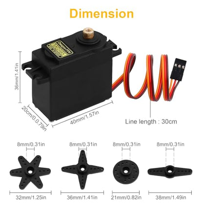 6PCS MG995 55g Servo RC Servos Digital High Speed Torque Servo Motor Metal Gear Servo Waterproof for Futaba JR RC Car Airplane Helicopter Mechanical Arm Control Angle 180° - style: MG995-6pack