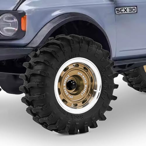 0.7" Aluminum Beadlock Wheels and Tires Set for 1/30 Axial SCX30 RC Crawler – Upgrade Parts (Bronze-299) - color: Bronze-299