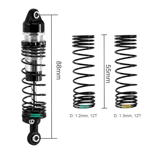 INJORA 88mm Oil Shocks with Progressive Springs for 1/16 Mini Maxx Mini XRT