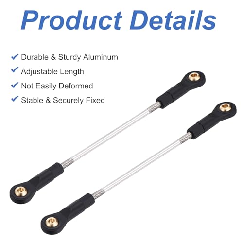 MECCANIXITY 2Pcs Adjustable Turnbuckles Camber Links, 119-129mm Turnbuckle Rod Steering Servo Linkage with M3 Ball Head Rod Ends for RC Car Replace Parts DIY - size: 119-129mm