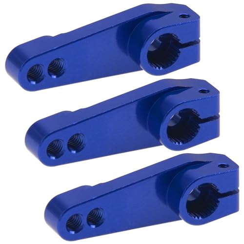 ShareGoo 3Pcs Metal 25T Servo Horn 25 Teeth Steering Servo Arm M3 Threads Compatible with Futaba Savox Power HD HSP Servos Motor Fit for 1/8 1/10 RC Off Road Crawler Drift Car Boat (Blue) - color: Blue