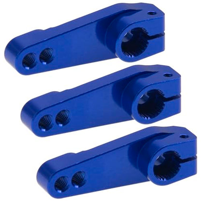 ShareGoo 3Pcs Metal 25T Servo Horn 25 Teeth Steering Servo Arm M3 Threads Compatible with Futaba Savox Power HD HSP Servos Motor Fit for 1/8 1/10 RC Off Road Crawler Drift Car Boat (Blue) - color: Blue