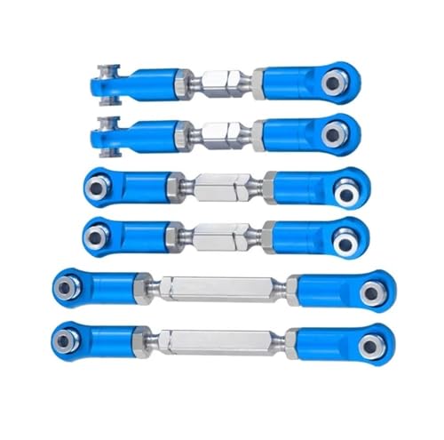 Compatible with ARRMA for Mojave 4X4 4S for Blx 1/8 Rc Crawler Car for Desert Truck Upgrade Parts Aluminum Alloy Steering Link Rod Set Linkage - color: Blue