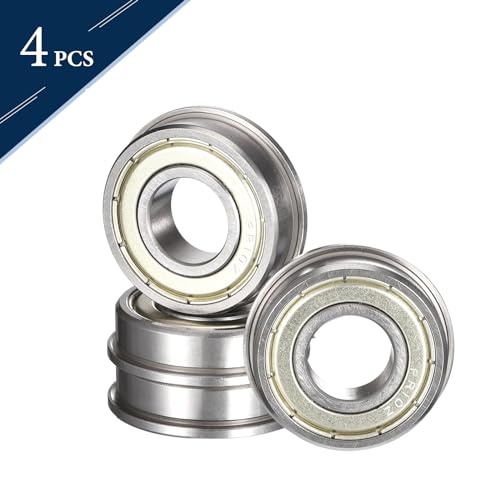 FR10ZZ Flanged Ball Bearing, ID 5/8" x OD 1-3/8" x Width 11/32" Miniature Bearings, Double Metal Shielded Deep Groove Bearings, Pre-Lubricated (GCr15) Chrome Steel 4pcs - size: FR10ZZ 5/8"x1-3/8"x11/32"