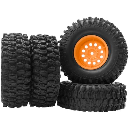 RC 1/10 1.9" Rubber Tires OD 108mm & 12mm Hex Hub Wheel Rims Compatible with Axial SCX10 90046 AXI03007 Traxxas TRX4 Tamiya CC01 D90 TF2 HSP 1/10 RC Crawler Car (Brown) - color: Brown