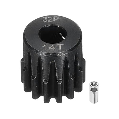 32P Steel Pinion Gear Set 14T for 5mm Shaft Hardened Steel Pinion Gear with Shaft Coupler Connector for RC Motor - style: 14T