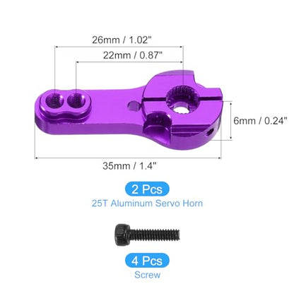 MECCANIXITY Aluminum Alloy 25T Steering Servo Arm Horn Purple for DIY RC Car/Boat/Airplane Boat Accessories 2 Pcs - color: Purple