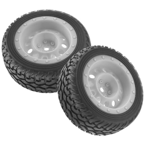 ShareGoo 75mm RC Rally Car Tires Rubber Tires Tyres & Plastic Wheel Rims 12mm Hex Compatible with Traxxas Tamiya HSP HPI Kyosho 1/10 RC On Road Racing Car (White)