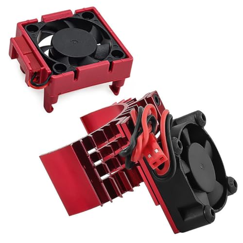 Aluminum Heatsink Plastic RC Motor ESC Cooling Fan Set 6-8.4V High RPM for TRAXXAS VXL-3S Slash/Rally/Bandit/Stampede 2WD 4WD RC Car (Red) - color: Red