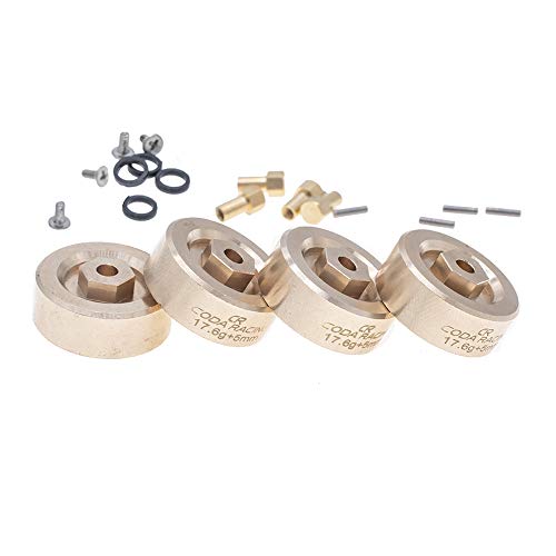 4pcs 17.6g Brass Extended Wheel Weights Hex Adapter 7mm for AXIAL SCX24 Upgrades 1/24 RC Crawler Car+5mm