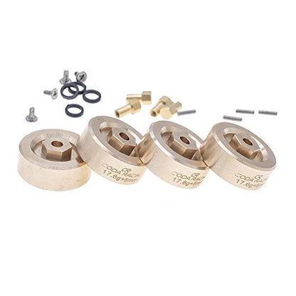4pcs 17.6g Brass Extended Wheel Weights Hex Adapter 7mm for AXIAL SCX24 Upgrades 1/24 RC Crawler Car+5mm