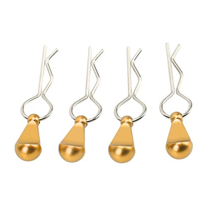 4Pcs Metal RC Car Body Clips with Pull Tabs for 1/8 1/10 Remote Control Car Upgrade Parts (Gold) - color: Gold