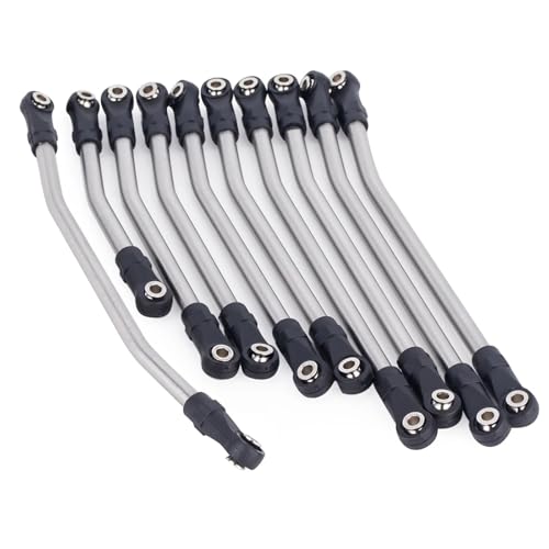 for Axial for SCX10 II 90046 1/10 RC Crawler Car Upgrade Parts 10Pcs Steel Links Rod Set with Ball End 313/324mm Wheelbase RC Links Linkage(313mm) - size: 313mm