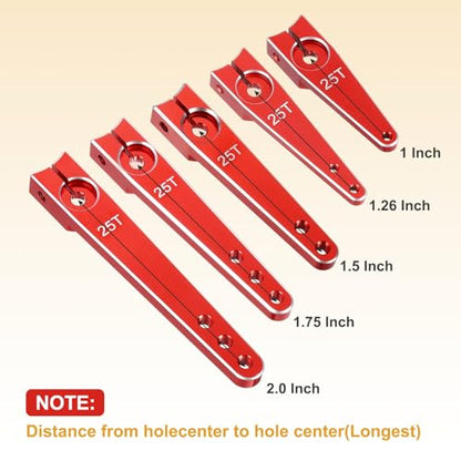 MECCANIXITY Aluminum Alloy 1.5 inch 25T Steering Servo Arm Horn Red for Car/Boat/Airplane Boat Accessories Pack of 3 - color: Red