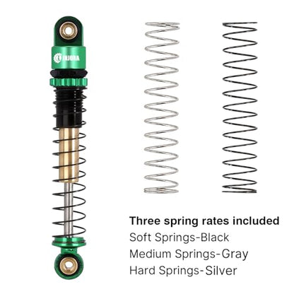 INJORA 43mm Aluminum Threaded Shocks Absorber Damper for 1/24 SCX24 (Green) - color: Green