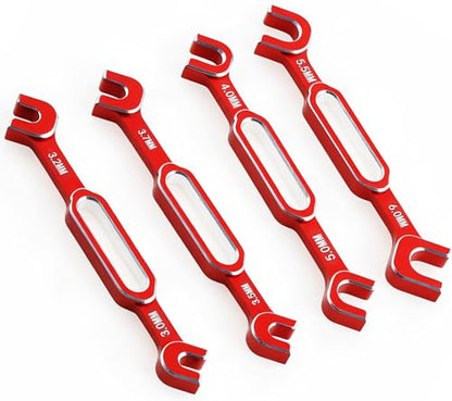 4PCS RC Wrench 3.0/3.2/3.5/3.7/4.0/5.0/5.5/6.0mm Turnbuckle Nut Ball Joint Remover Aluminum Alloy RC Car Repair Tool For RC Crawler Monster Truck Off Road Car Drone Boat Upgrade Parts, Red - color: Red
