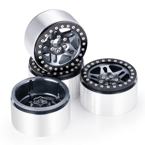 4PCS Aluminum 2.2 Beadlock Wheels for 1/10th RC Crawler Car Wraith RR10 SCX10 TRX4 (Titanium) - color: Titanium