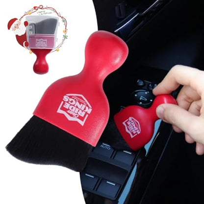 Car Interior Detailing Brush - Red | Sweeps dust from auto dashboard, door panels & buttons. Soft bristles with cover. Ideal vehicle cleaning supply gift. - color: Matte Black