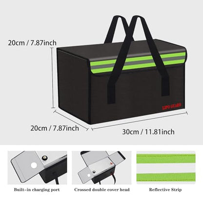 11.8"x7.9"x7.9" Ebike Battery Safe Bag Fireproof Charging Lipo Bag Large Capatity for Lipo Battery Pack Storage Charging Transport Home Office Travel Fireproof Safe Storage Pouch - size: 300x200x200mm