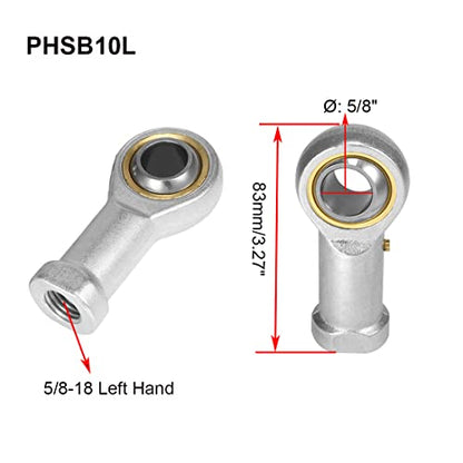 PHSB10L Rod End Bearing 5/8 Inch Bore and 5/8-18 Left Hand Thread, Self-Lubricating Female Heim Joint Rod Ends 2pcs - size: 5/8, style: Left Hand