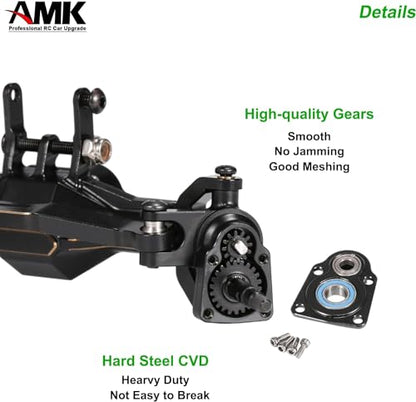 AMK TRX4M Brass Portal Axle Upgrade Kit Complete Set, Front Axles and Rear Axles with 7mm Hex Wheel Hubs and 4mm Adapters for 1/18 RC Crawlers TRX4M Upgrades, Bronc, Defend K10