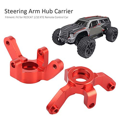 Steering Arm Hub Carrier for REDCAT 1/10 XTE RC Car, Aluminum Alloy Bearing Carrier Steering Knuckle Hub Mount, Durable RC Axle Carrier with Screws and Bearings, Replac (Red) - color: Red