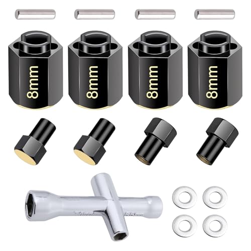 HobbyPark Brass Hex Extension for TRX4M Upgrades Parts Extended Wheel Hex Hubs Extenders Offset Spacers 1/18 RC Crawler Replacement (8mm) - size: 8mm