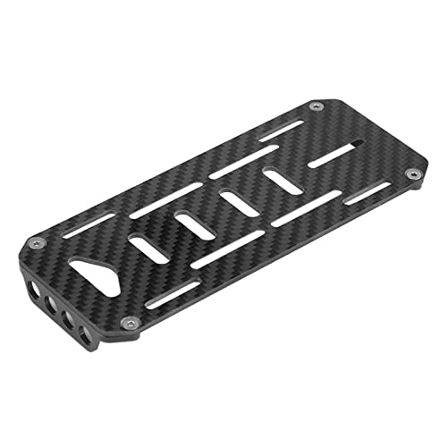 RC Battery Mount Plate, Aluminium Alloy Carbon Fiber Battery Protective Plate 15.5x6.2x1.5cm/6.10x2.44x0.59in Mounting Board for 1/10 Scale RC Car (Black) - color: Black