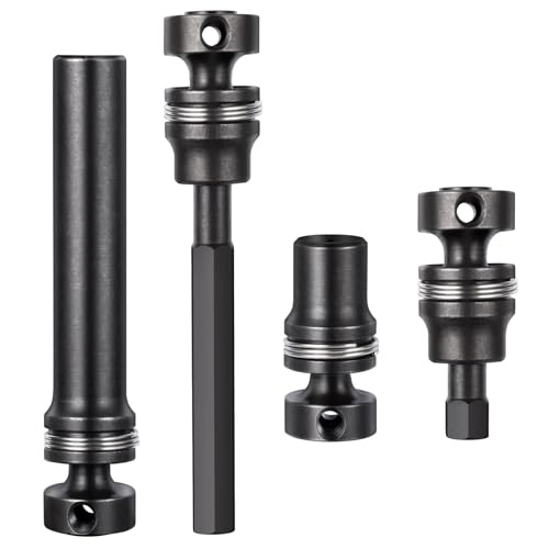 2PCS Steel 1144 Drive Shafts Center CVD Driveshaft Metal Front + Rear Drive Shaft RC Car Spline Drive Shafts for Tra-xxas 1/16 E Revo Summit RC Crawler Car (Black)