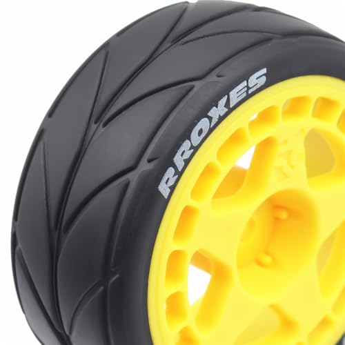 65mm 4PCS 1/10 RC On-Road tires and Hard Plastic wheels set Hex 12mm For WRC Drift Car Conversion 1/10 RC On-Road Car Traxxas Tamiya FW06 TT02 HPI HSP 94122 Kyosho W37 (Yellow) - color: Yellow