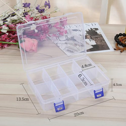 Tool box hardware organizer, small parts storage box. Portable plastic toolbox with detachable partitions. Stackable hardware storage boxes.
