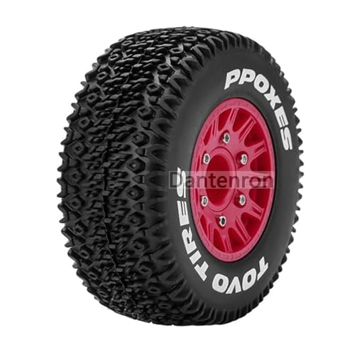 1/10 1/8 Truck Wheels and Tires 12mm 14mm 17mm Hex OD 4.41" RC Short Course Tires for 1:8 1:10 Scale Off Road Truck Car Traxxas Slash 2WD 4×4 Rc4wd Arrma Senton Axial Losi Redcat 4PCS (Red) - color: Red