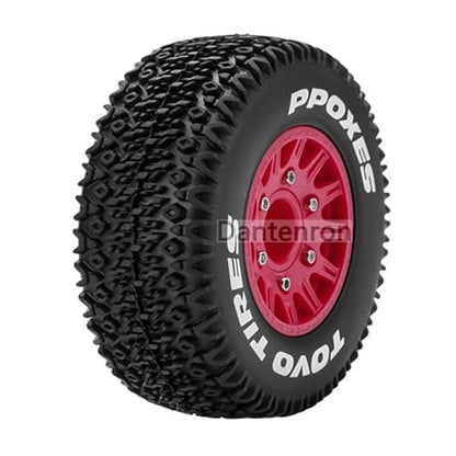 1/10 1/8 Truck Wheels and Tires 12mm 14mm 17mm Hex OD 4.41" RC Short Course Tires for 1:8 1:10 Scale Off Road Truck Car Traxxas Slash 2WD 4×4 Rc4wd Arrma Senton Axial Losi Redcat 4PCS (Red) - color: Red