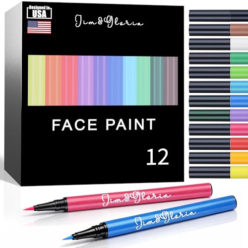 Jim&Gloria Water Resistant Face Paint Tattoo Pen, Temporary Tattoo Markers for Skin, Body Painting Kit, Teen Girl Gifts Trendy Stuff, Makeup Toys Crafts, Christmas Gifts for Teenage Girls, Adults