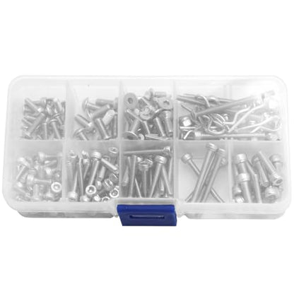 205PCS ShareGoo Stainless Steel M3 M4 Screws,Wheel Hexagon Nut, R Pin RC Screw Kit Compatible with Axial RC4WD Traxxas Slash 4x4 Short Truck Off-Road RC Car Truck