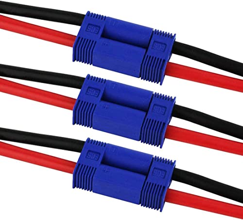 3Pairs EC5 Connectors Male & Female 5.0mm Banana Connector Plug 12 AWG 10cm Soft Silicone Wire Cable for RC Airplane Quadcopter FPV Drone Lipo Battery ESC - style: EC5
