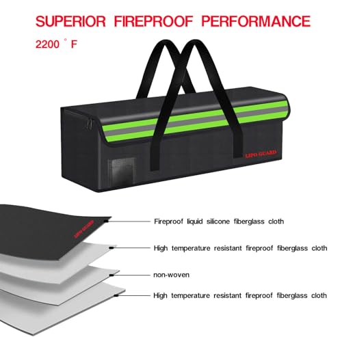 Lipo Battery Safe Bag Large Capatity Fireproof Bag for Ebike Lipo Battery Other Batteries Storage Charging Transport Home Office Travel Safe Storage Pouch - size: 420*140*130mm