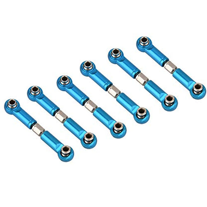 plplaaoo 6PCS Adjustable Front Rear Aluminium Alloy Servo Link Steering RC Truck Upgrade Parts Metal Steering Linkage Rods Set for RC Model Car Upgraded Parts (Blue), Steering Linkage Servo Link