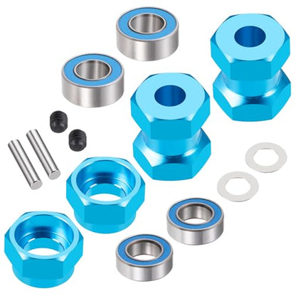 RC Aluminum Wheel Hub Hex Adapter 5mm to 12mm Combiner Wheel Extension Hex Drive Hub Adapter with Bearing Kit Compatible with 1/10 Tamiya 58346 Grasshopper RC Car Upgrade Parts