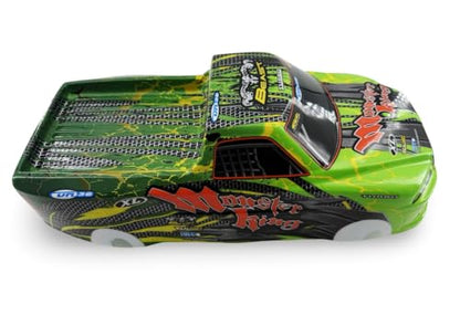 1/10 Scale RC Drift Body Shell - Painted Pickup Truck Lexan Body for Touring & Off-Road RC Cars - Monster King Graphic (Green) - color: Green