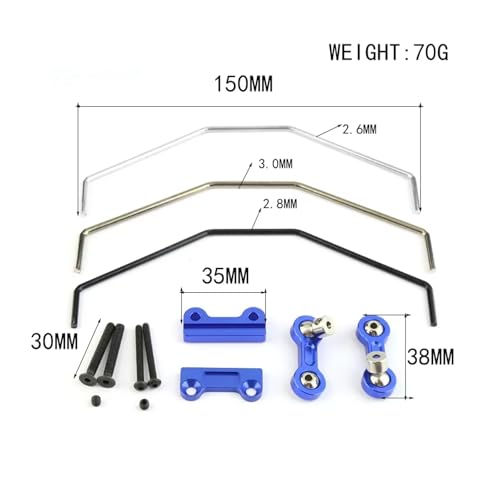 Compatible with Traxxas for X-Maxx for XMAXX 1/5 RC Car Parts Accessories Metal Front and Rear Sway Bar Anti Roll Bar Kit RC Car Accessories Spare(2pcs) - size: 2pcs