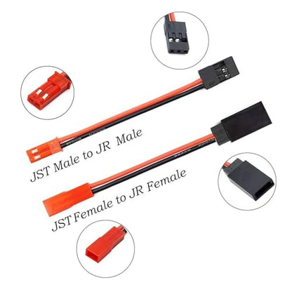8Pcs JST Plug Y Splitter,JST to JR Male Female Wire Adapter JST Y-Harness Connectors Parallel Extension Cable Compatible with RC Car Traxxas TRX-4 RC Crawler ESC Battery Cooling Fan Led Lights