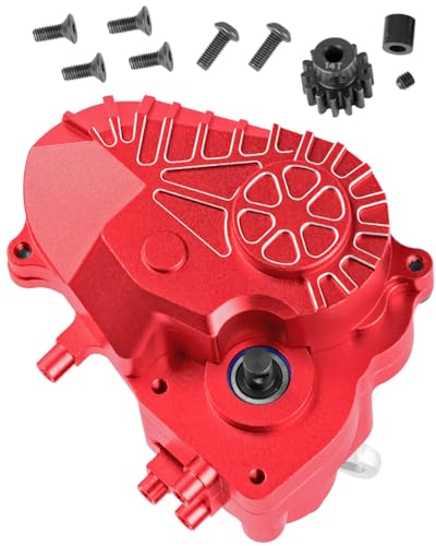 RC Gearbox Upgrades Part for 1/10 Axia 1 SCX10-AXI03004 Capra 1.9 UTB RC Crawler Car,Aluminum Gearbox Complete Transmission Case w/Spur Gear,Red - color: Red(hops Up)