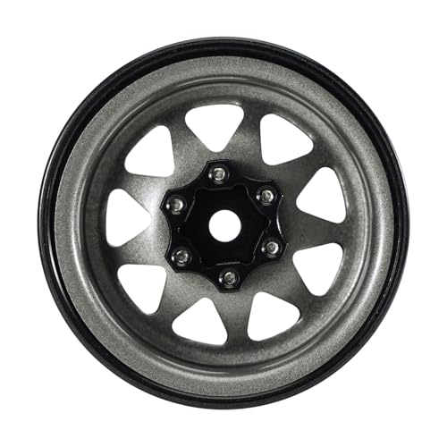 INJORA -4.05mm Offset Steel 1.3" Wheels for 1/24 1/18 RC (Titanium Grey) - color: Titanium Grey