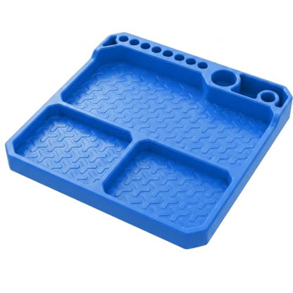 OGRC Silicone Tool Tray, Parts Organizer RC Screw Storage Plate Holder Mat | 160×160mm, with Detachable Magnetic Mats, Blue - color: Blue